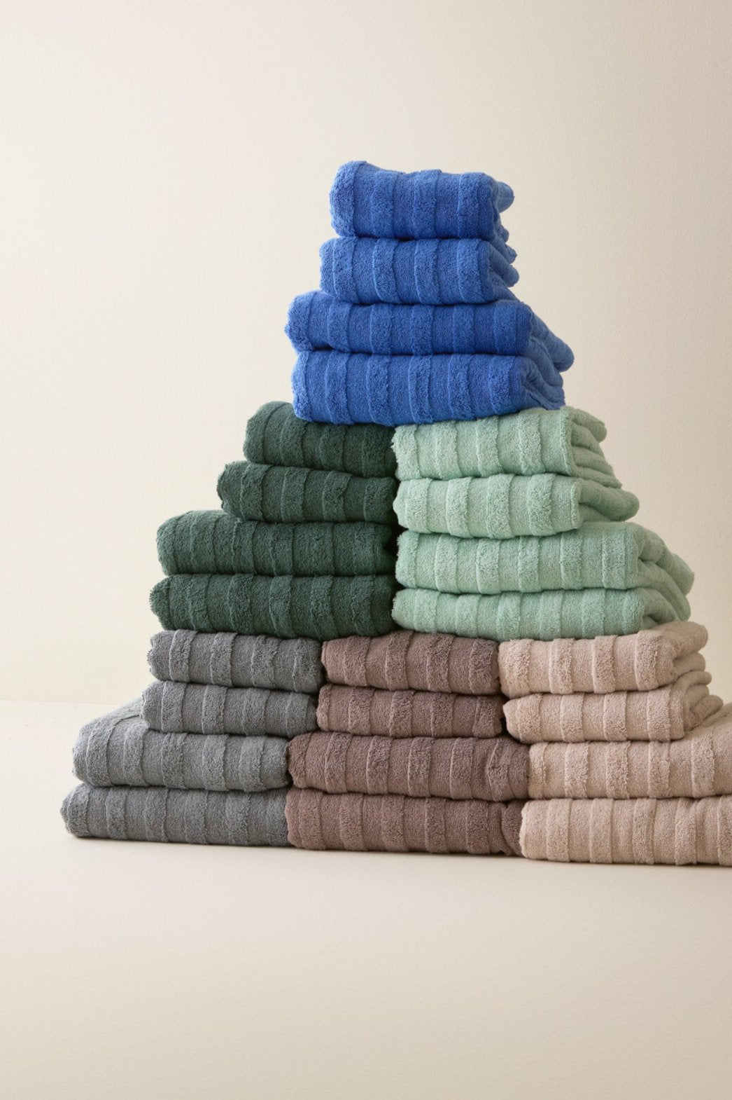 Terry Stripe håndklæde sæt, grå - 4 stk.